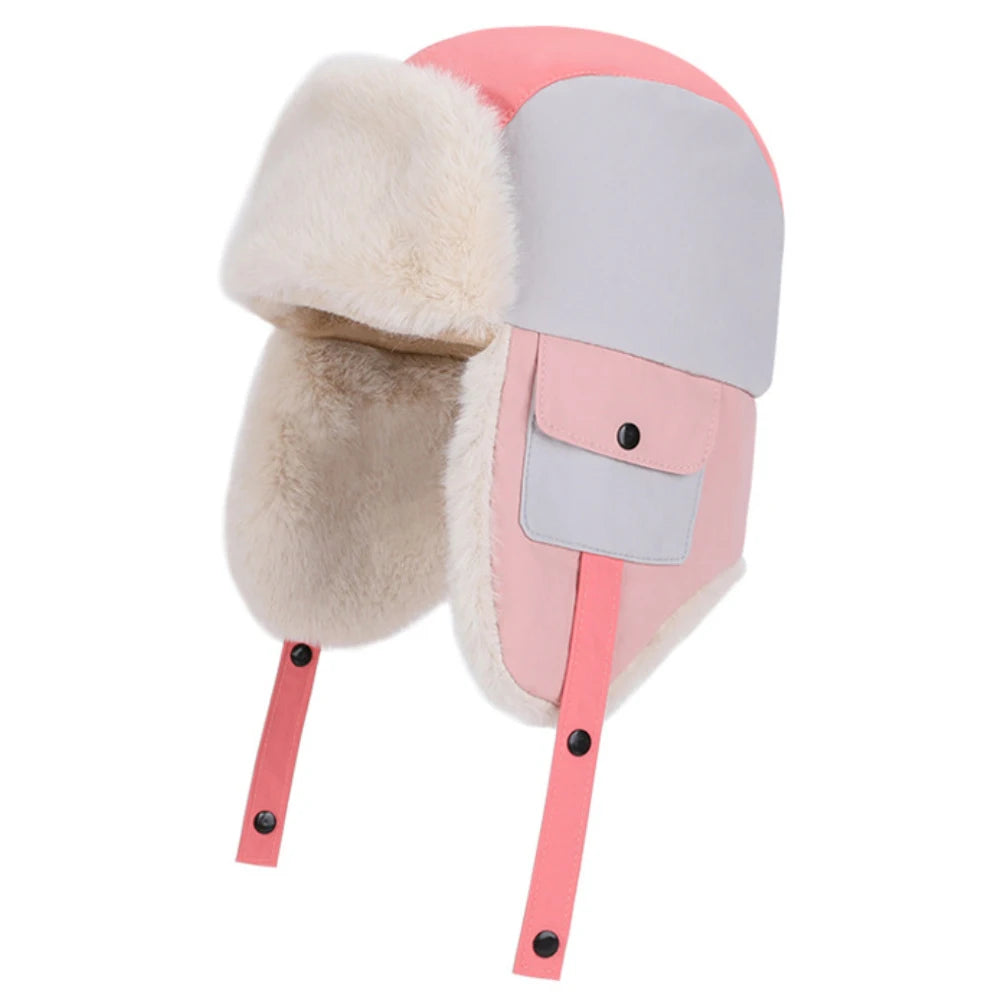 Little Explorer Patchwork Trapper Hat in Pink
