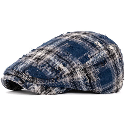 Stroud Vintage Plaid Beret in Navy Blue