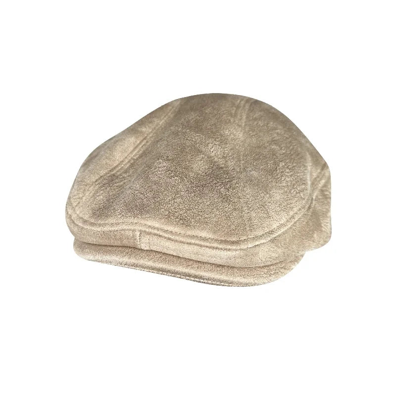 Yorkshire Big-Fit Suede Flat Cap in Beige Yellow