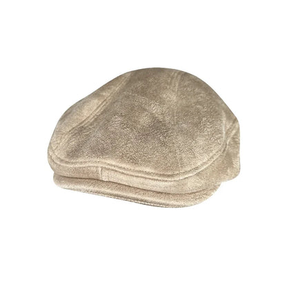 Yorkshire Big-Fit Suede Flat Cap in Beige Yellow