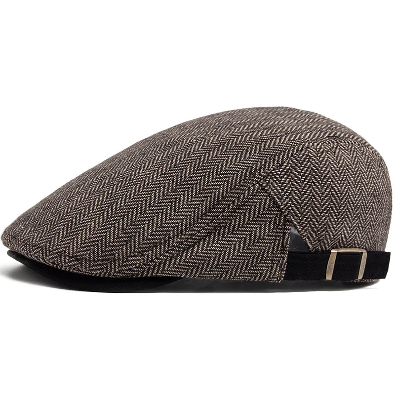 Striped Herringbone Ivy Cap | Heritage Autumn Flat Cap | Urban Caps NZ