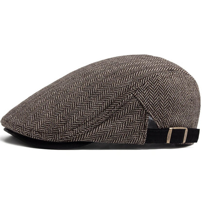 Striped Herringbone Ivy Cap | Heritage Autumn Flat Cap | Urban Caps NZ