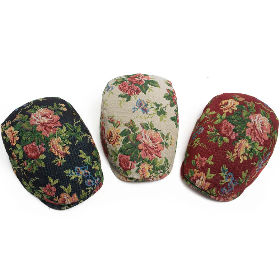 Floral Print Ivy Cap | Heritage Country Flat Cap | Urban Caps NZ
