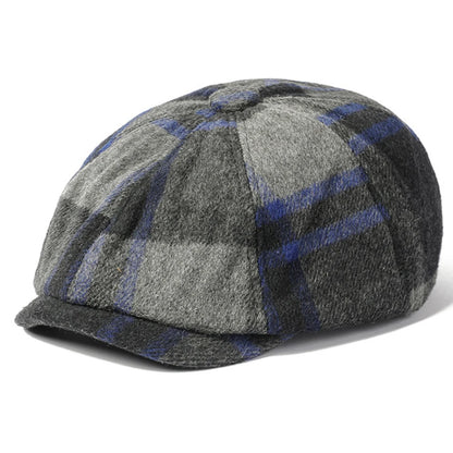 Nantes Plaid Wool Beret in A Blue