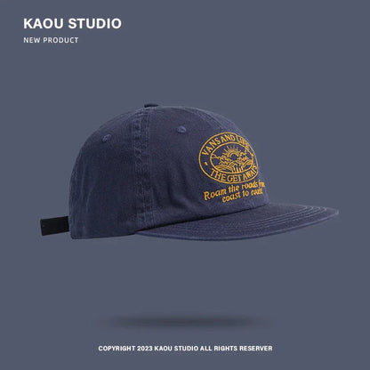 Hackney Flat-Brim Baseball Cap in Navy Blue
