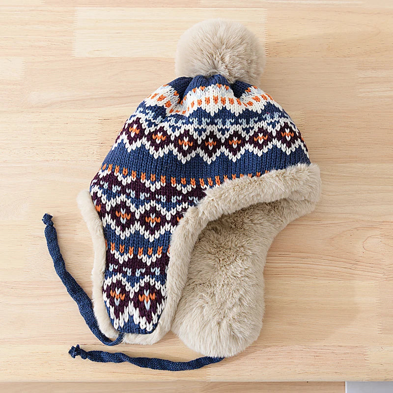 Whitehorse Knitted Patchwork Trapper Hat