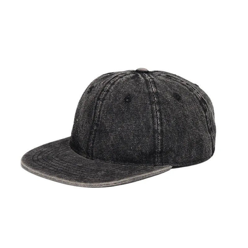 Osaka Washed Cotton Snapback Cap in Black
