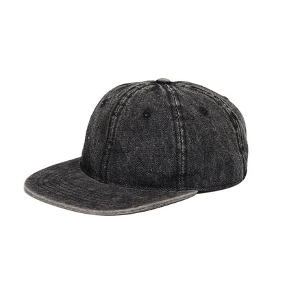 Osaka Washed Cotton Snapback Cap in Black