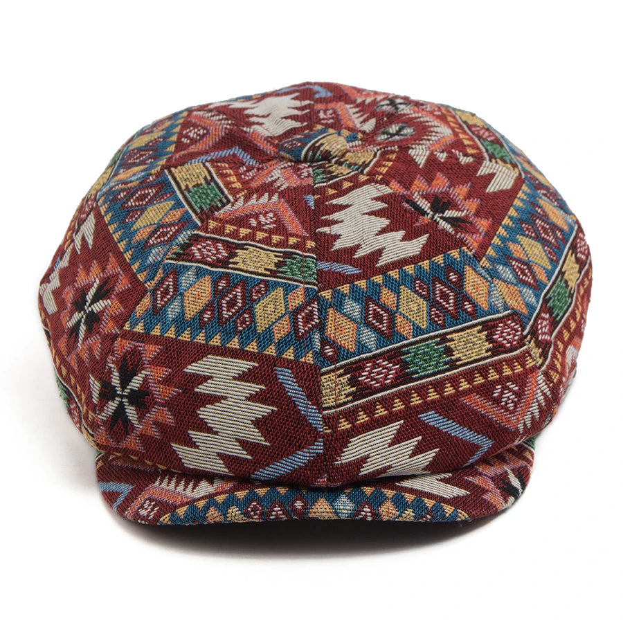 Geometric Print Newsboy Cap | Bohemian Heritage Cap | Urban Caps NZ