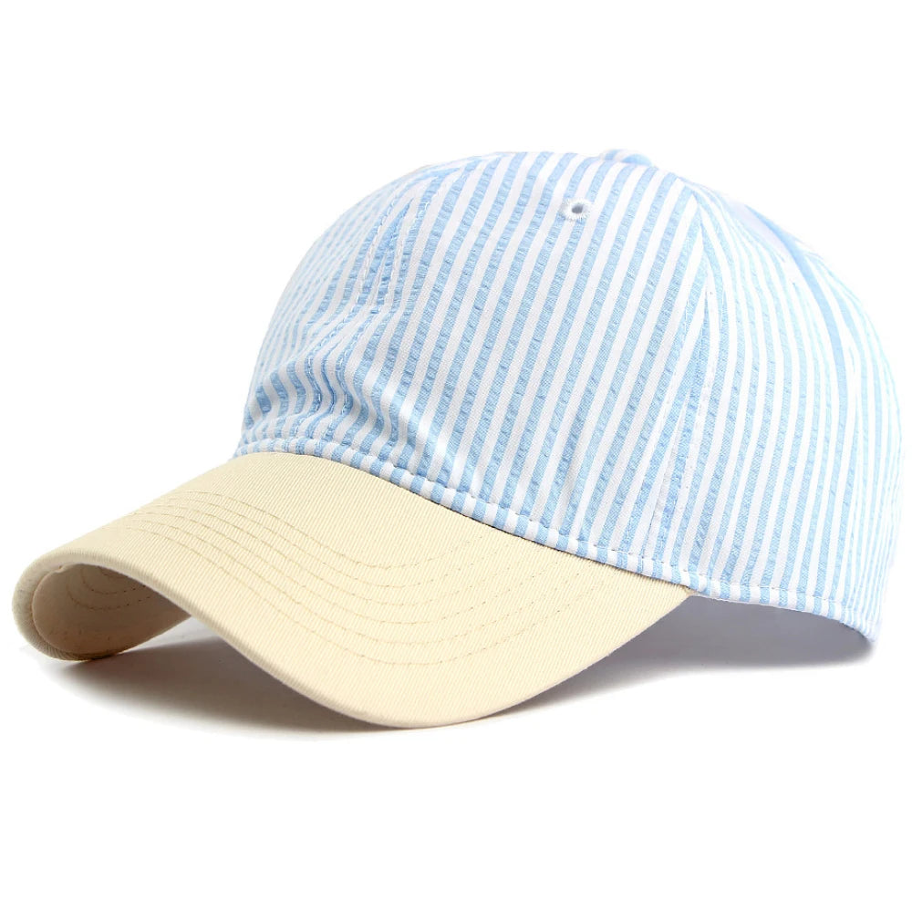 Putney Striped Sun Cap in Light Blue