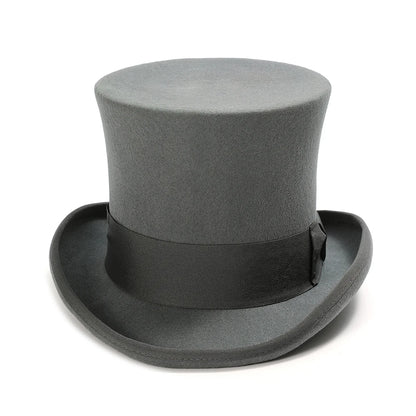 Victorian Style Wool Felt Top Hat – Elegant Gentleman Cylinder Hat