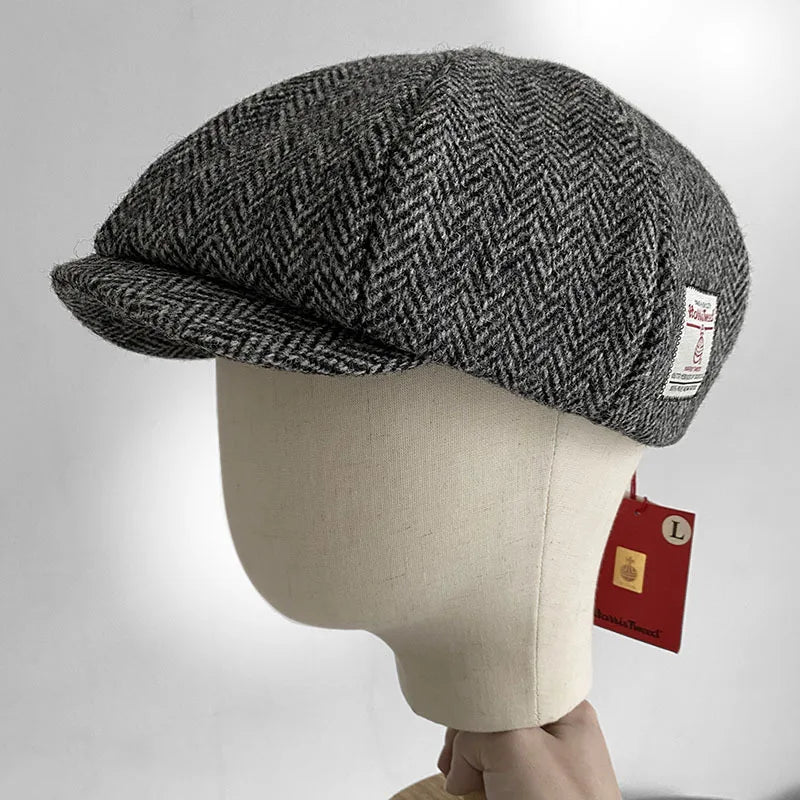 Premium Harris Tweed Octagonal Newsboy Cap – 100% Pure Wool Heritage Collection | Urban Caps