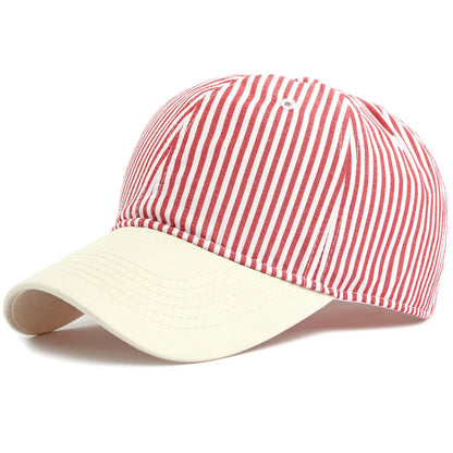 Putney Striped Sun Cap in Red