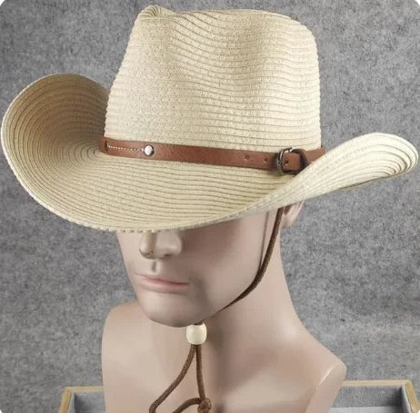 Drover Foldable Straw Cowboy Hat in Beige