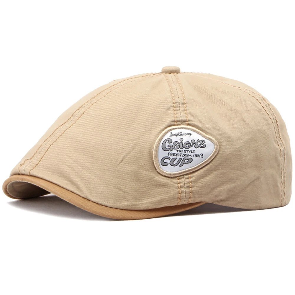 Cheltenham Letter-Pattern Beret in Khaki