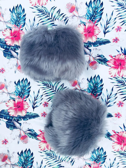 Belmont Faux Fur Wrist Warmers in Gray