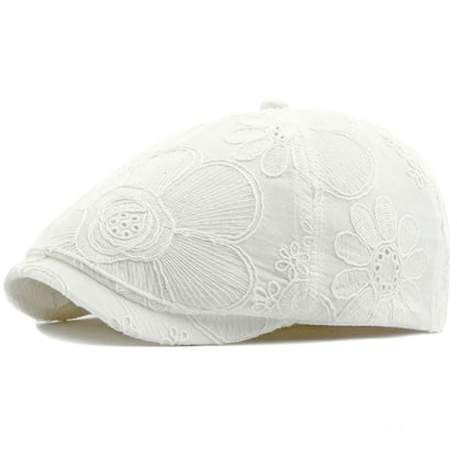 Leicester Floral Artist Beret in White