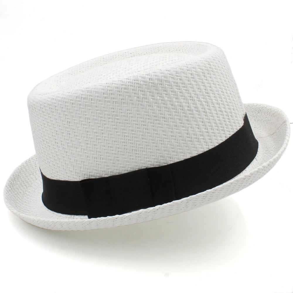 Newport Straw Pork Pie Hat in White