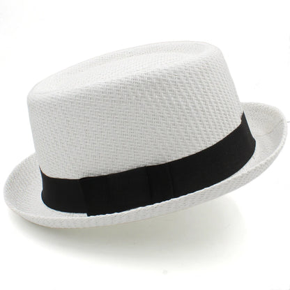 Newport Straw Pork Pie Hat in White