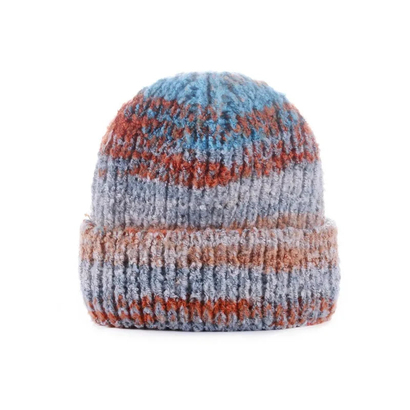 Korean Gradient Knit Beanie – Soft Winter Wool Blend Warm Stretch Beanie Hat