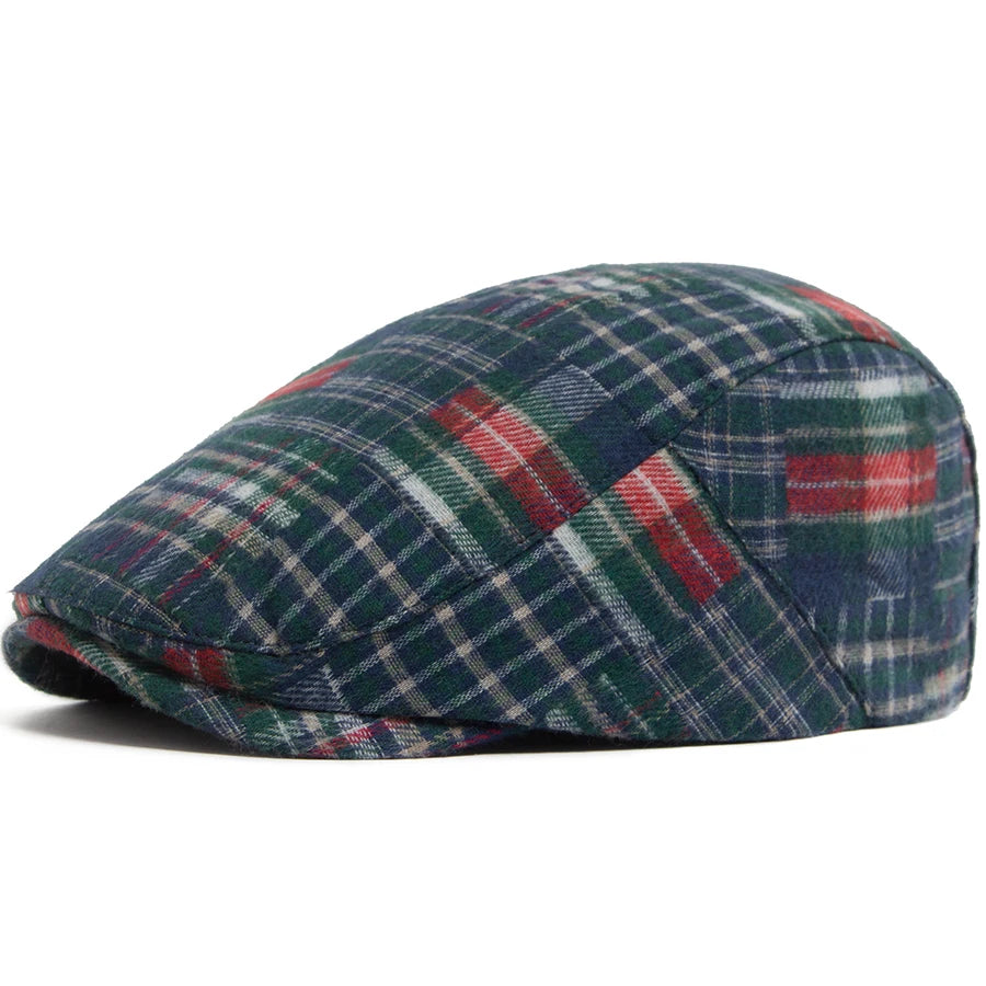 Big Plaid Patchwork Ivy Cap | Retro Country Flat Cap | Urban Caps NZ