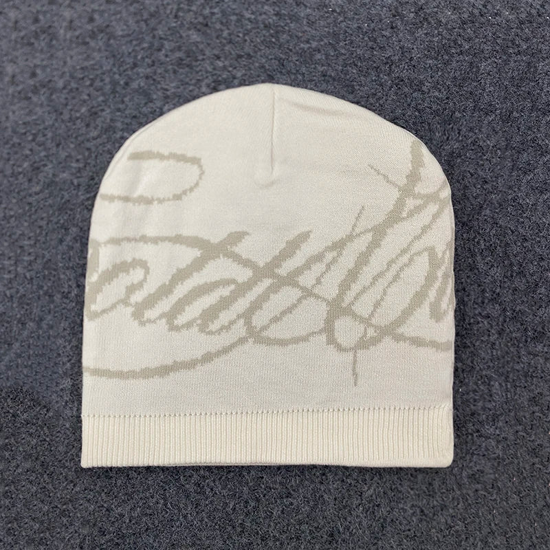 The Harrogate Knit | Jacquard Letter Woollen Fashion Beanie | Urban Caps NZ