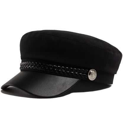 PU Leather Brim Ivy Cap | Luxury Soft Cloth Flat Cap | Urban Caps NZ