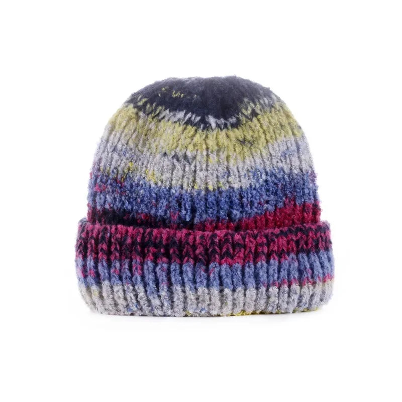 Korean Gradient Knit Beanie – Soft Winter Wool Blend Warm Stretch Beanie Hat
