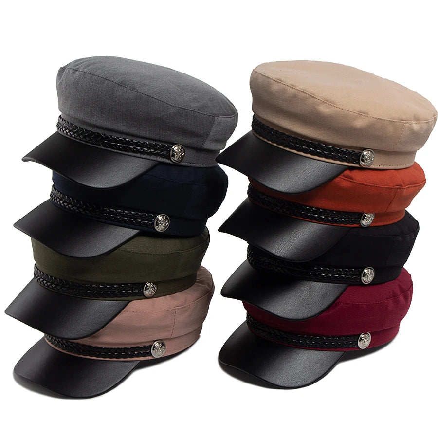 PU Leather Brim Ivy Cap | Luxury Soft Cloth Flat Cap | Urban Caps NZ