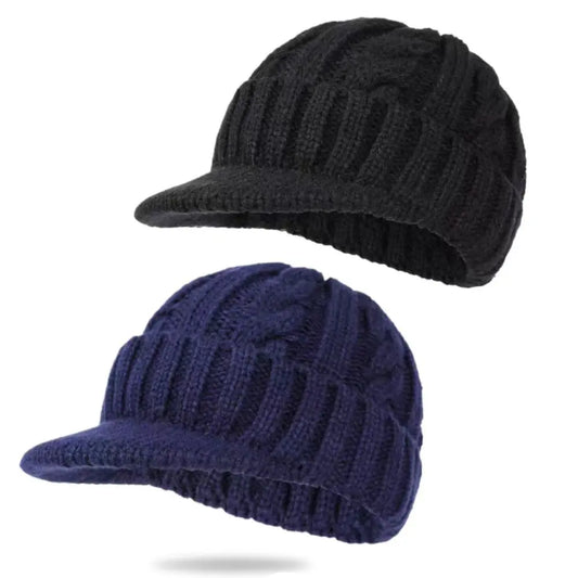 Winter Knitted Brim Beanie – Warm Ear Protection Outdoor Cap
