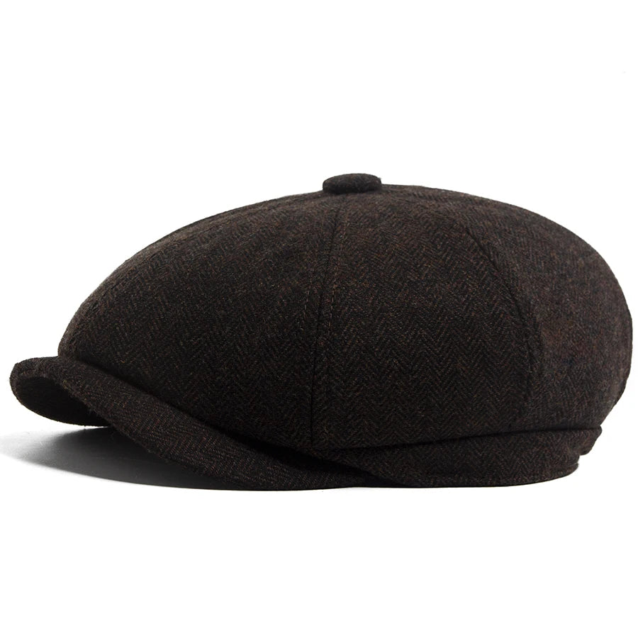 Herringbone Octagonal Newsboy Cap | British Winter Cap | Urban Caps NZ