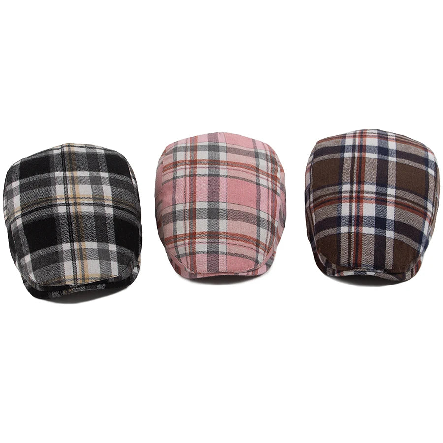 Thin Herringbone Plaid Ivy Cap | Lightweight Flat Hat | Urban Caps NZ
