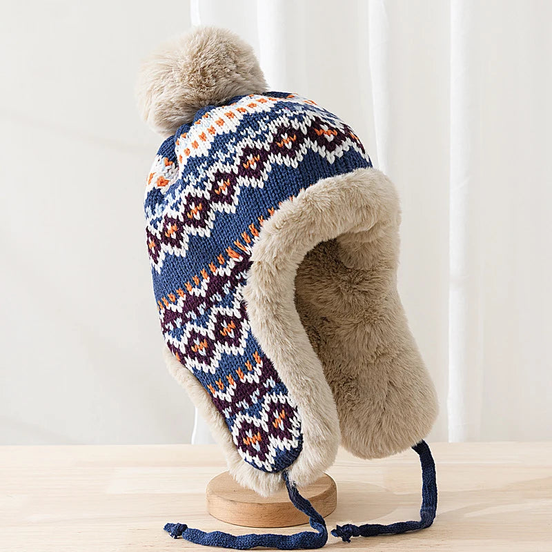 Whitehorse Knitted Patchwork Trapper Hat