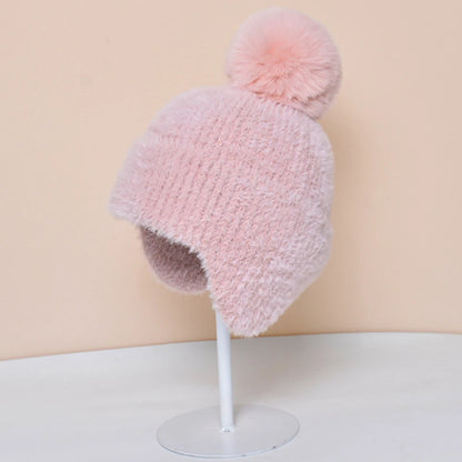 Tiksi Knitted Trapper Beanie in Pink