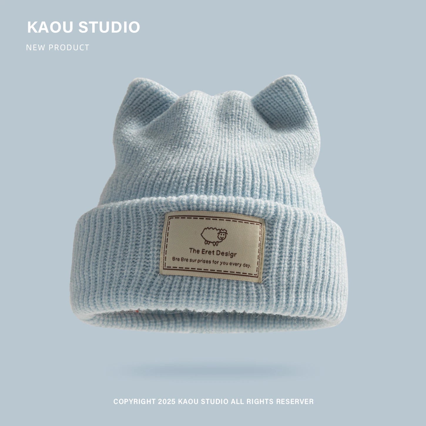 Seoul Cat Ear Knit Beanie in Blue
