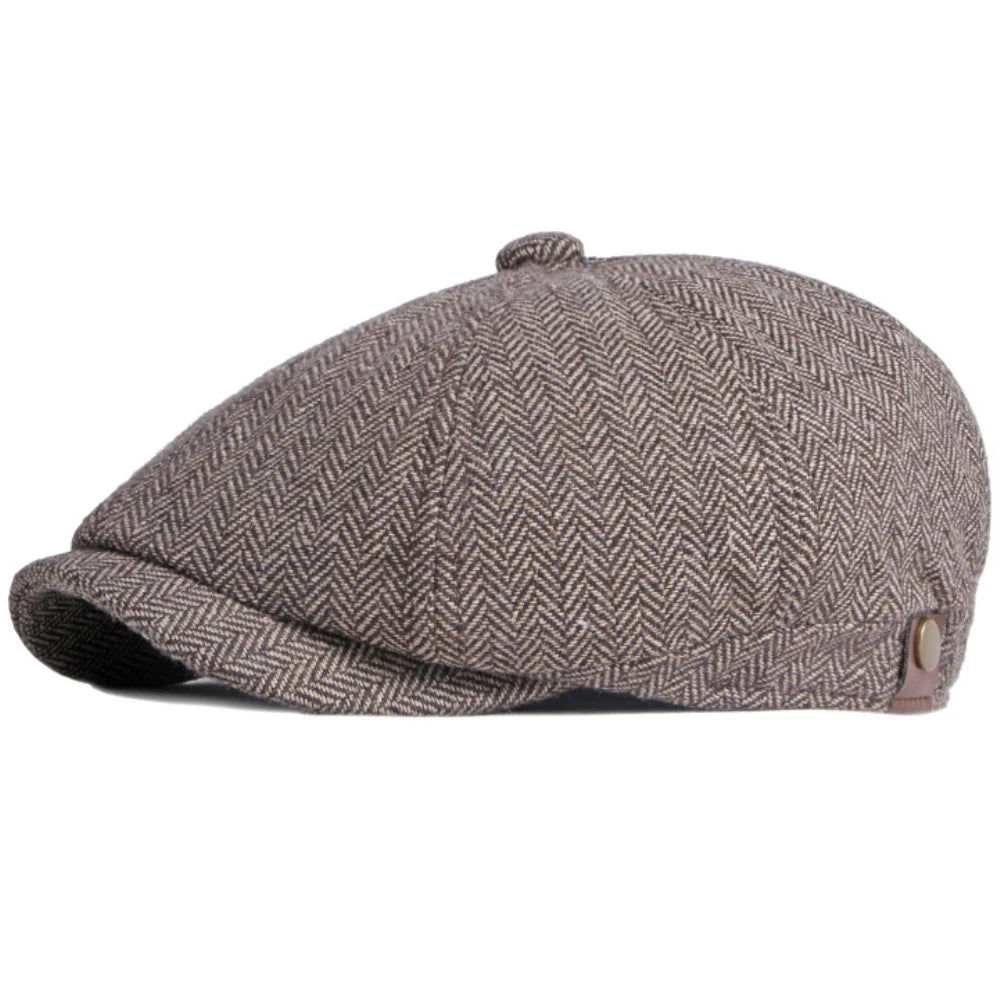 Ludlow Striped Artist Beret in Coffee