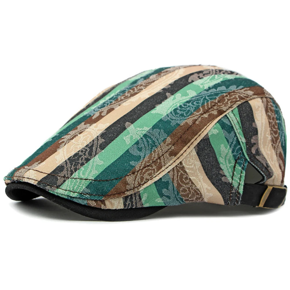 Poole Striped Sun Beret in Green
