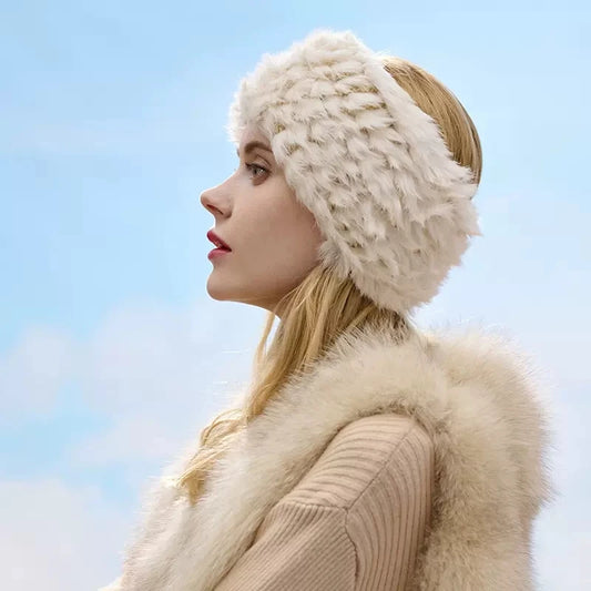 Plush Rabbit Fur Headband | Winter Warm Hairband | Urban Caps NZ