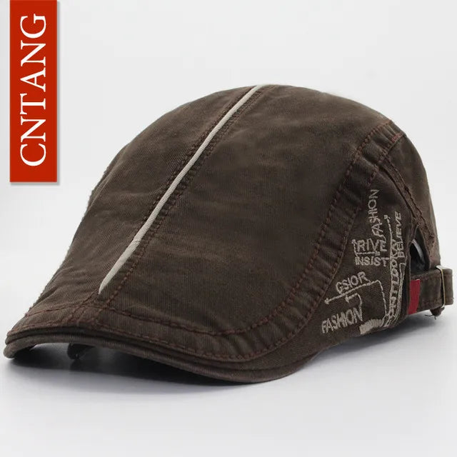 Cotton Letter Embroidered Ivy Cap | Driver's Flat Cap | Urban Caps NZ