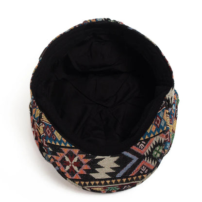 Geometric Print Newsboy Cap | Bohemian Heritage Cap | Urban Caps NZ