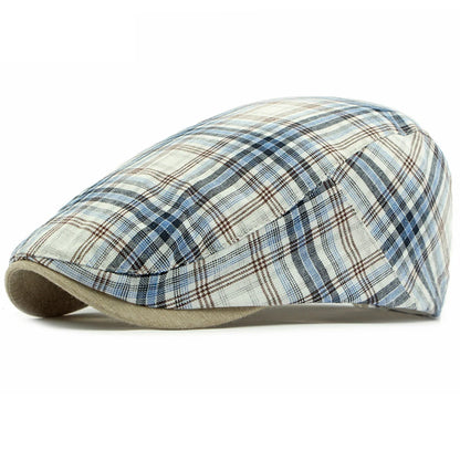 Assisi Plaid Artist Beret in Blue
