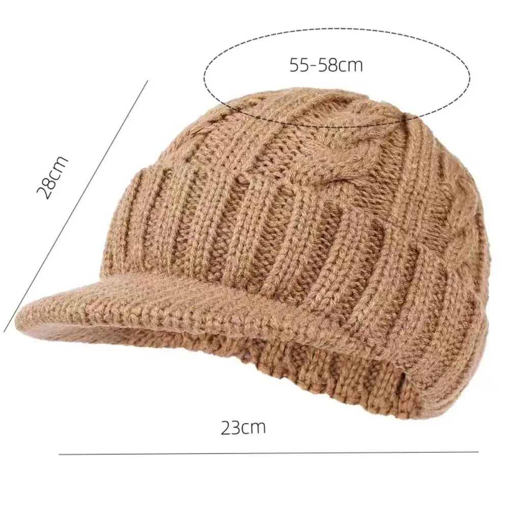 Winter Knitted Brim Beanie – Warm Ear Protection Outdoor Cap
