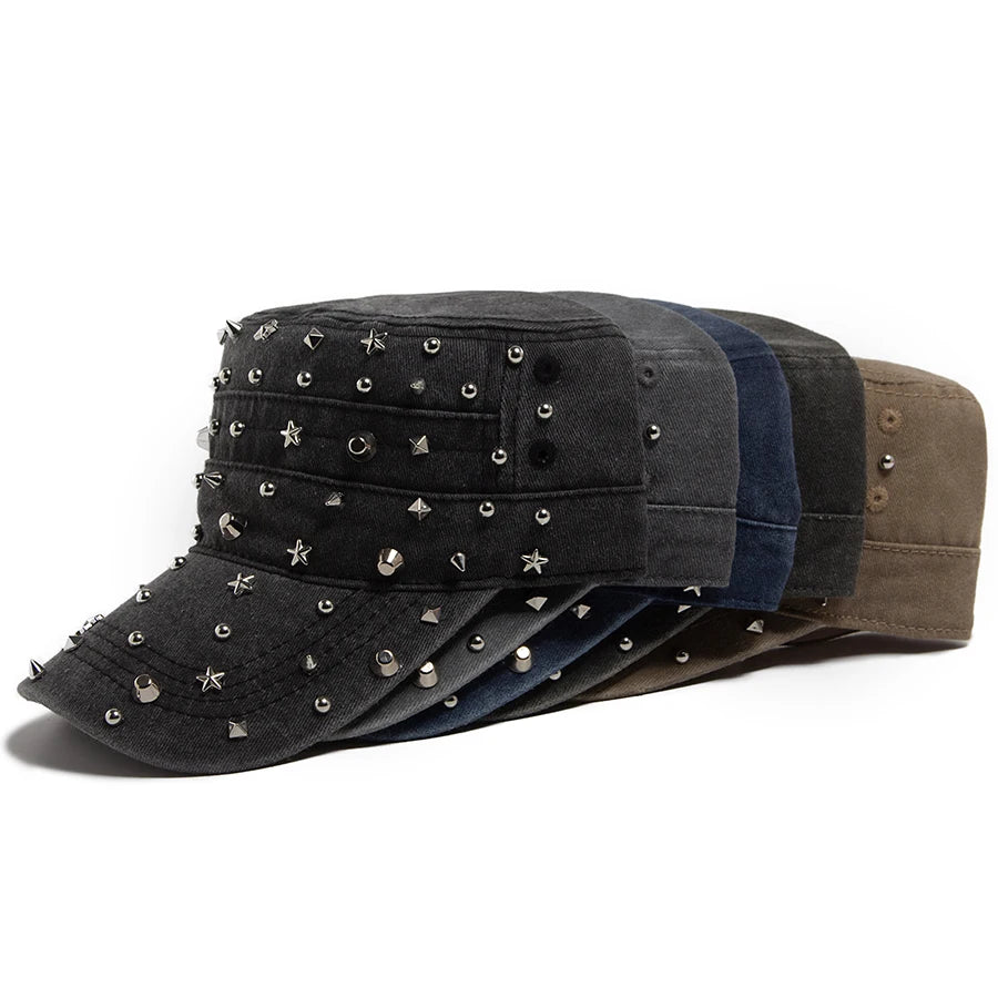 Rivet Detail Cotton Baseball Cap | Punk Rock Sports Cap | Urban Caps NZ