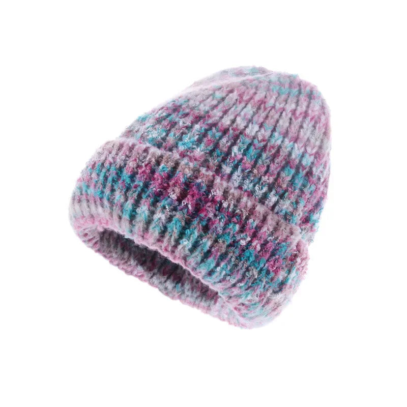 Korean Gradient Knit Beanie – Soft Winter Wool Blend Warm Stretch Beanie Hat