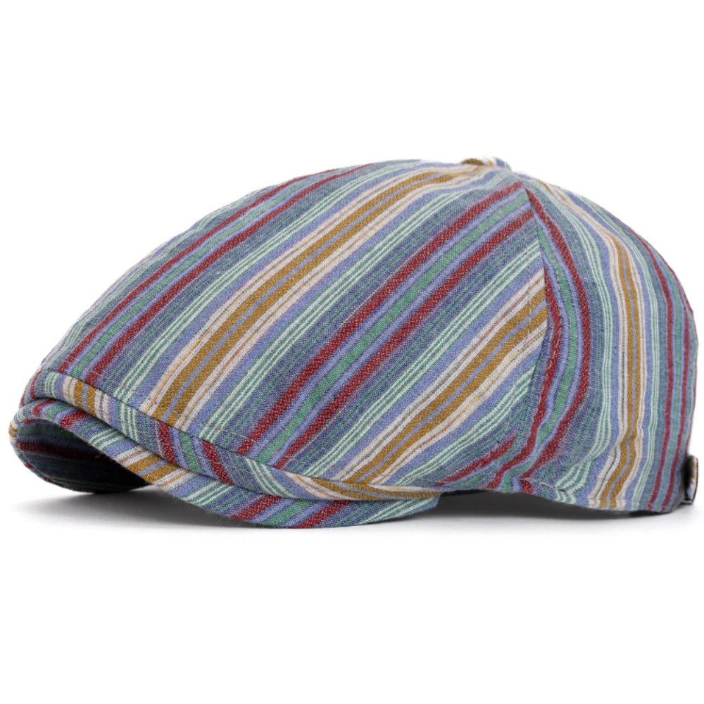 Cordoba Striped Artist Beret in Blue
