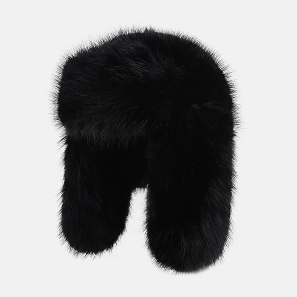 Resolute Fluffy Fur Trapper Hat in Black