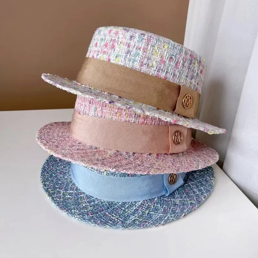 Belgravia Pearl-Trim Tweed Pillbox Hat