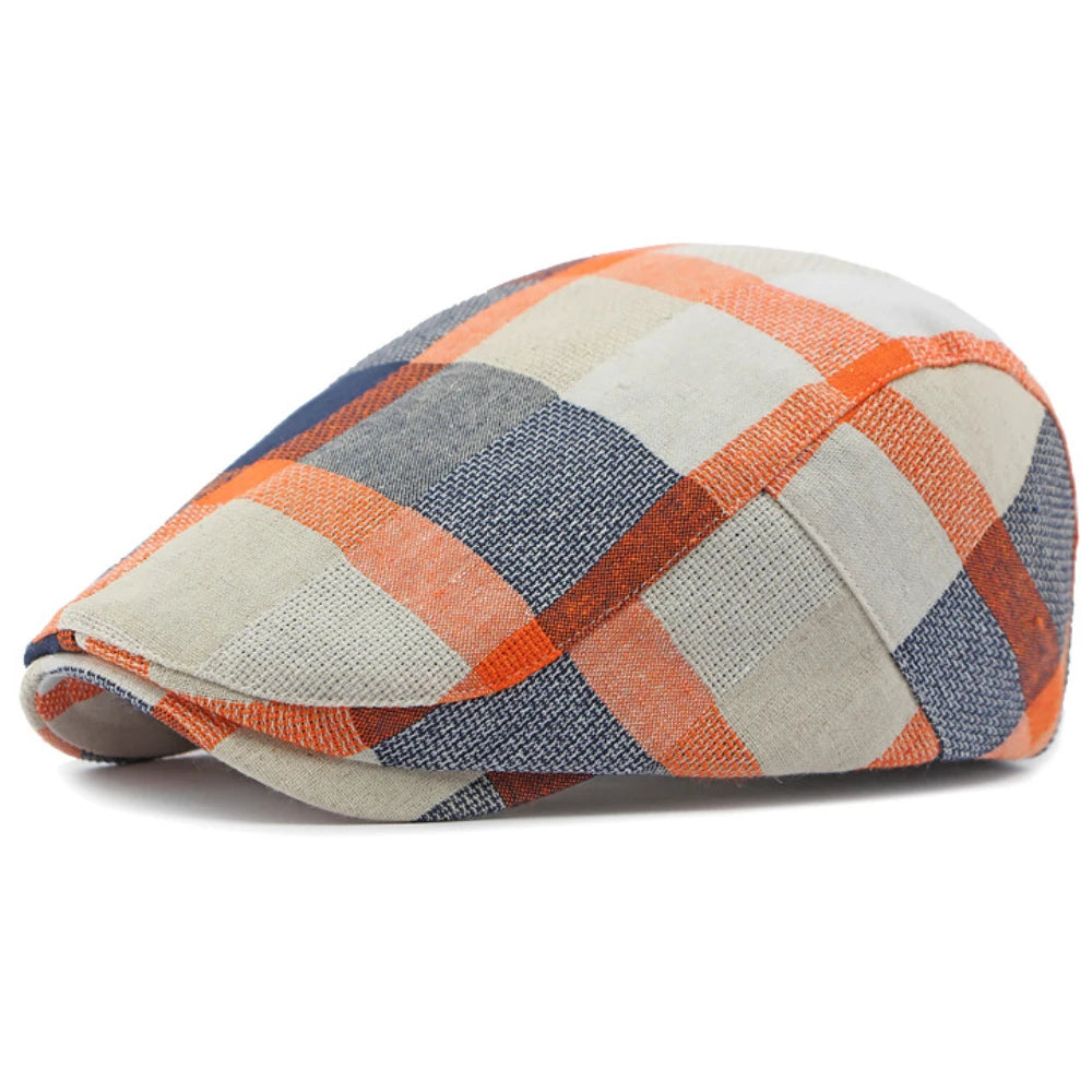 Assisi Plaid Artist Beret in Orange