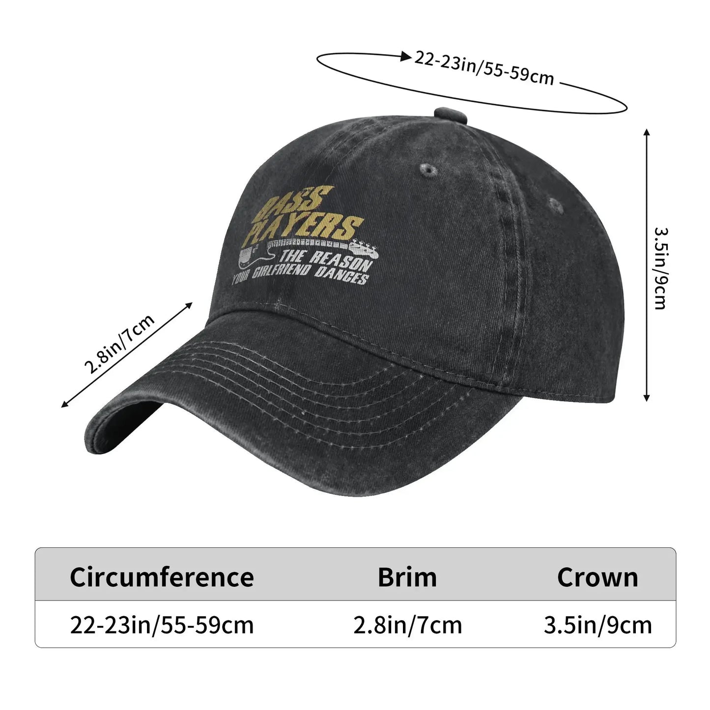 Bass Players Vintage Distressed Baseball Cap – Unisex Adjustable Music Hat