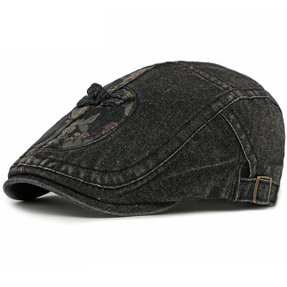 Tetbury Floral Patchwork Beret in Black